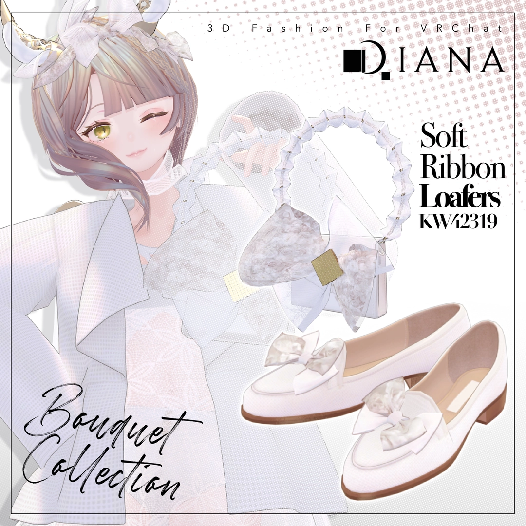 【16アバター対応】ブーケコレクション☆ふんわりリボンローファー【VRC想定衣装】