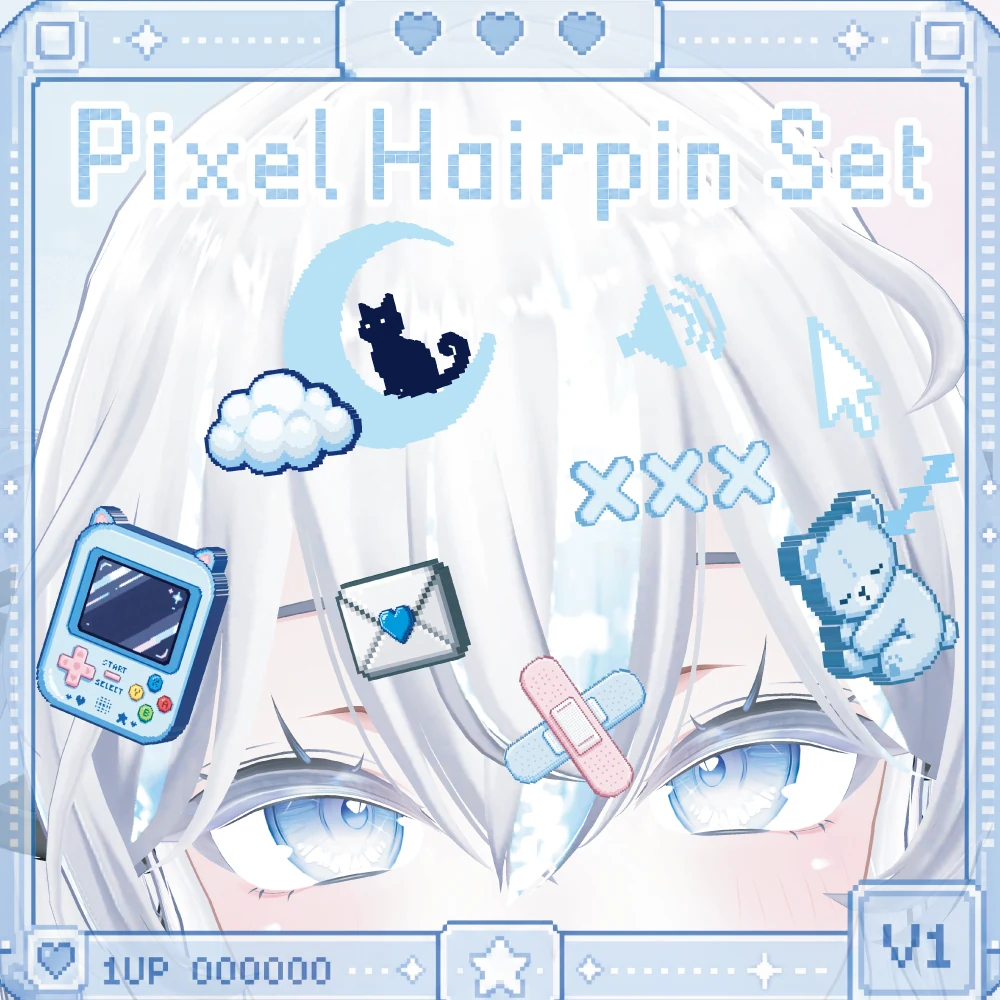 【ボイス連動】Pixel Hairpin Set ~話すと光るギミック付き~ | Fourier Accessory