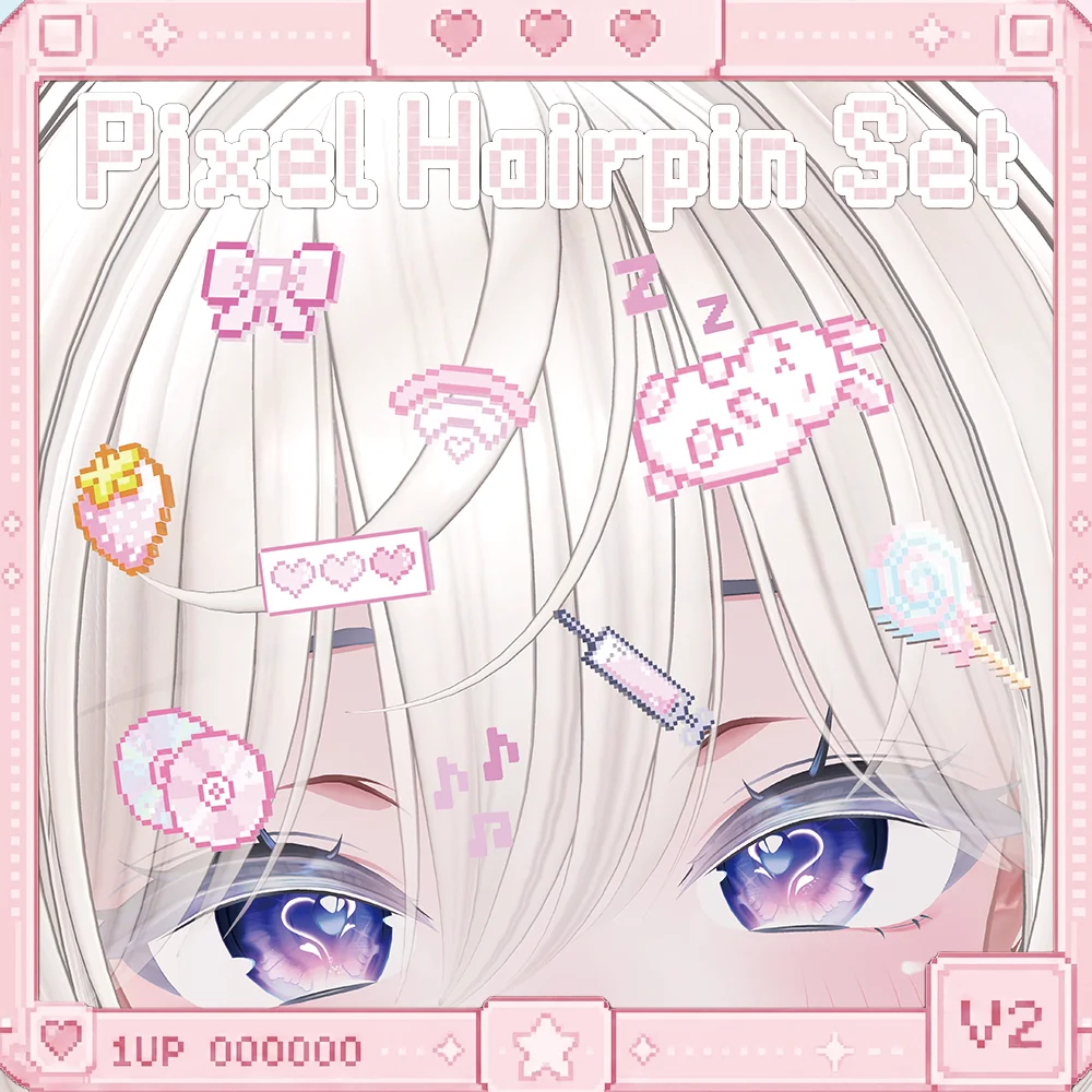 ボイスギミック付 Pixel Hairpin Set_V2 話すと光るギミック付き