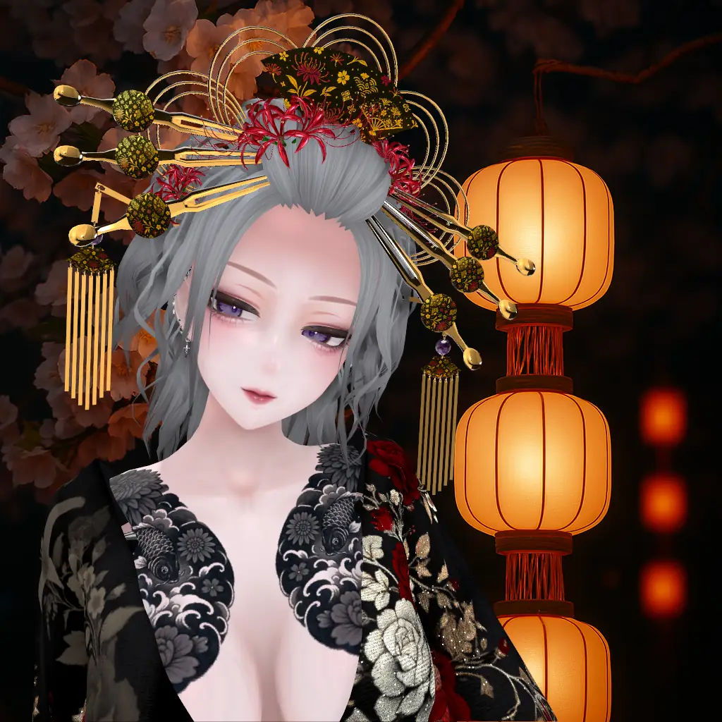 【3Dヘアモデル+髪飾り】KAGUYA -輝夜- 9アバター対応 | -W.BETA-