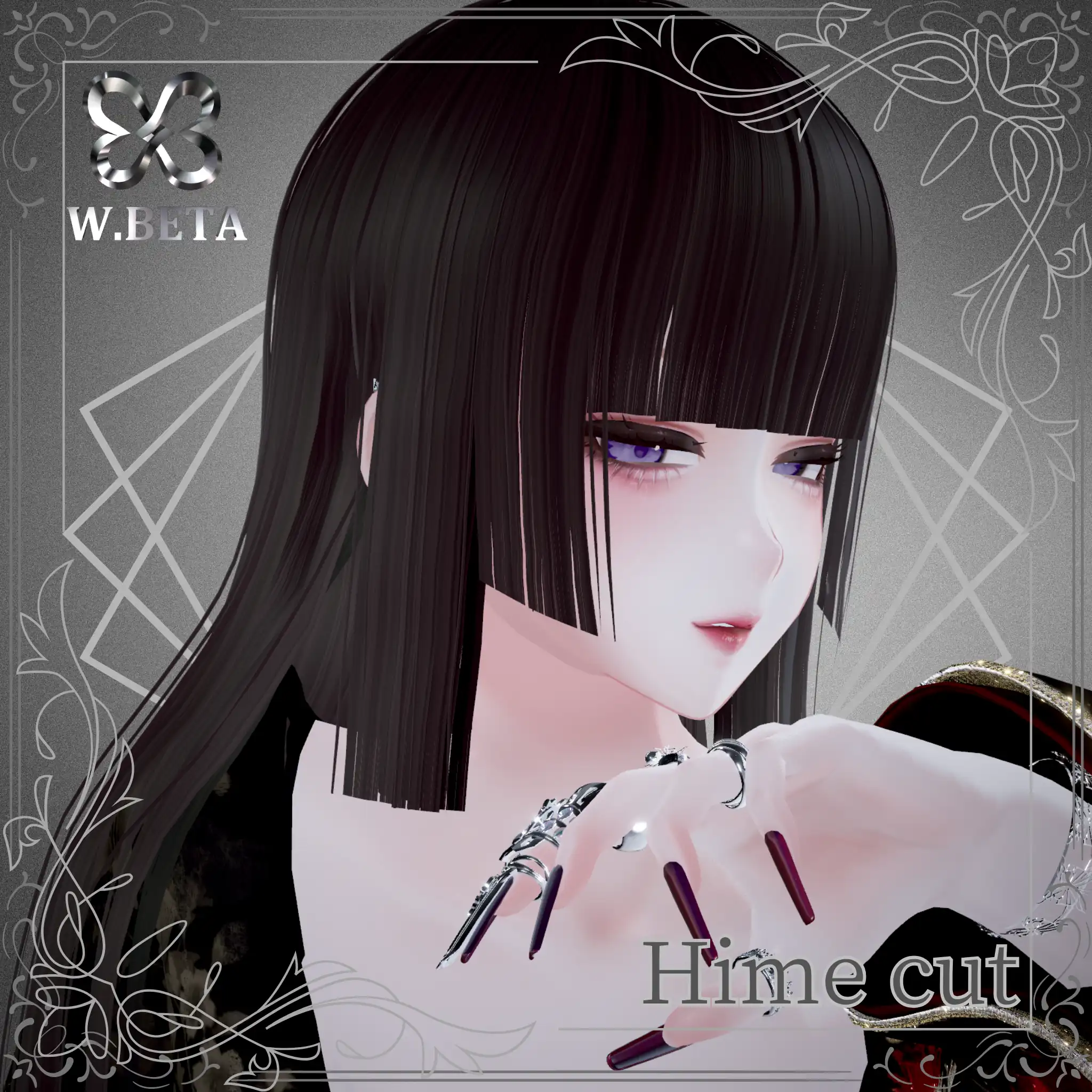 【VRC想定】3Dヘアモデル Hime cut | -W.BETA-