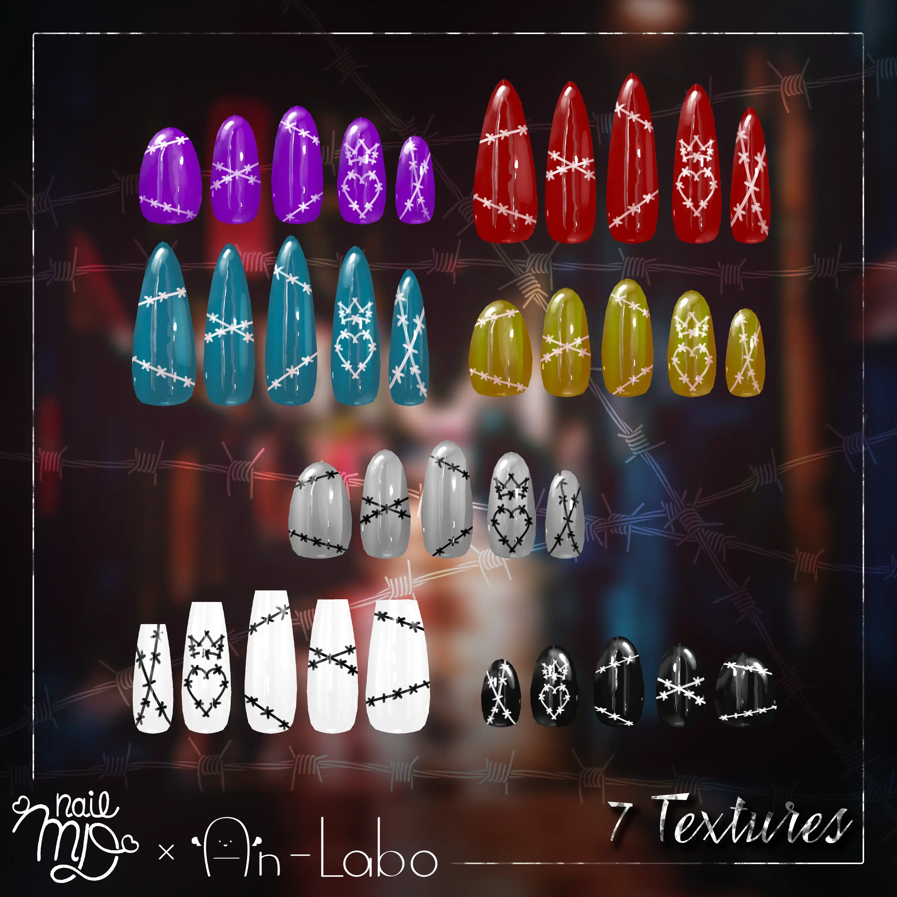 【100アバター以上対応】WiredNail【VRネイルチップ】【MDollnail対応】 #あんらぼぶい