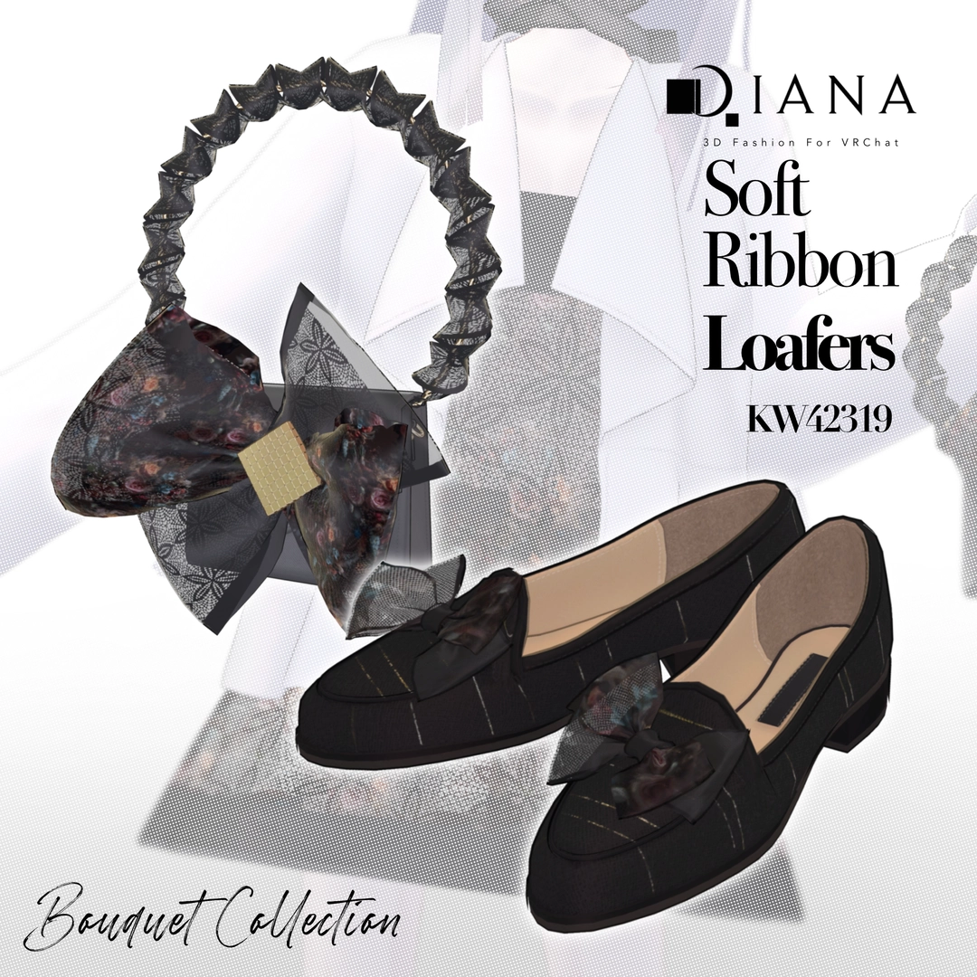 【16アバター対応】ブーケコレクション☆ふんわりリボンローファー【VRC想定衣装】