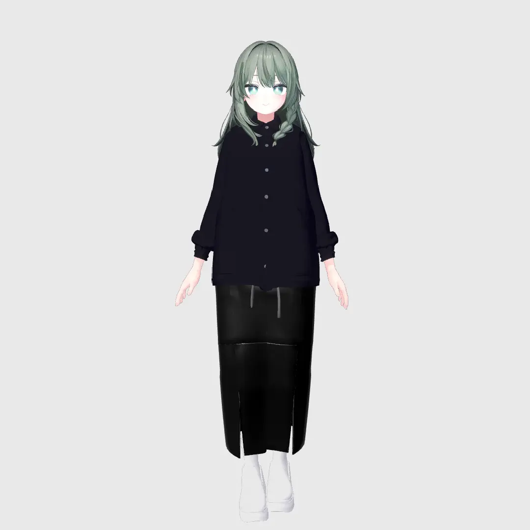 TAG SLIT LONG LEATHER SKIRT