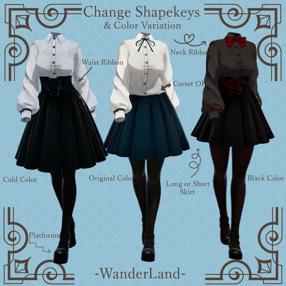 [12アバター対応]Corset Cream[VRC想定衣装] | WanderLand